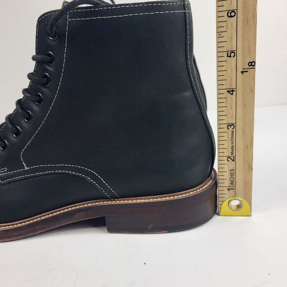 Steve Madden Hodge Lace up oiled Leather upper Boot Round toe Black 7.5M - Picture 3 of 10